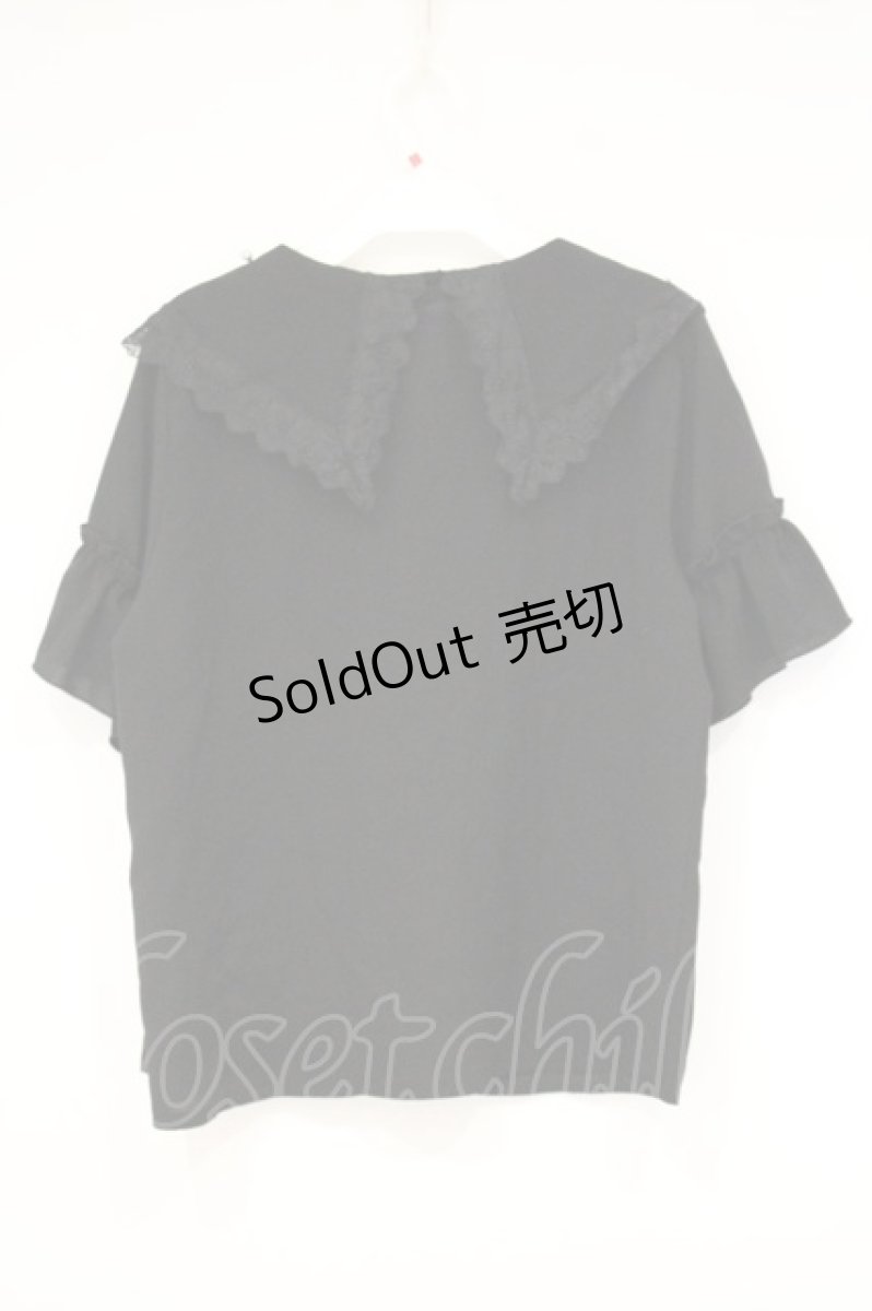 画像3: axes femme / パールビッグ襟ブラウス M クロ O-26-10-05-012-AX-BL-OW-OS (3)