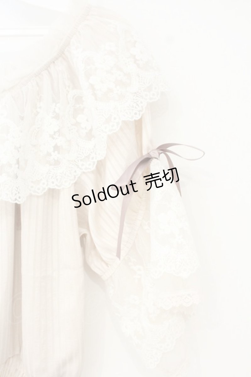画像2: axes femme / シアストライプ×レースプルオーバー F キナリ O-26-10-05-019-AX-TO-OW-OS (2)