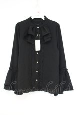 画像1: axes femme / ジャボ風フリルブラウス F クロ O-26-10-05-023-AX-BL-OW-OS (1)