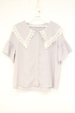 画像1: axes femme / パールビッグ襟ブラウス M ラベンダー O-26-10-05-003-AX-BL-OW-OS (1)