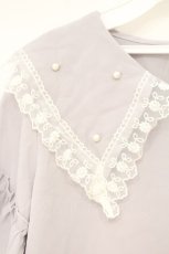 画像2: axes femme / パールビッグ襟ブラウス M ラベンダー O-26-10-05-003-AX-BL-OW-OS (2)