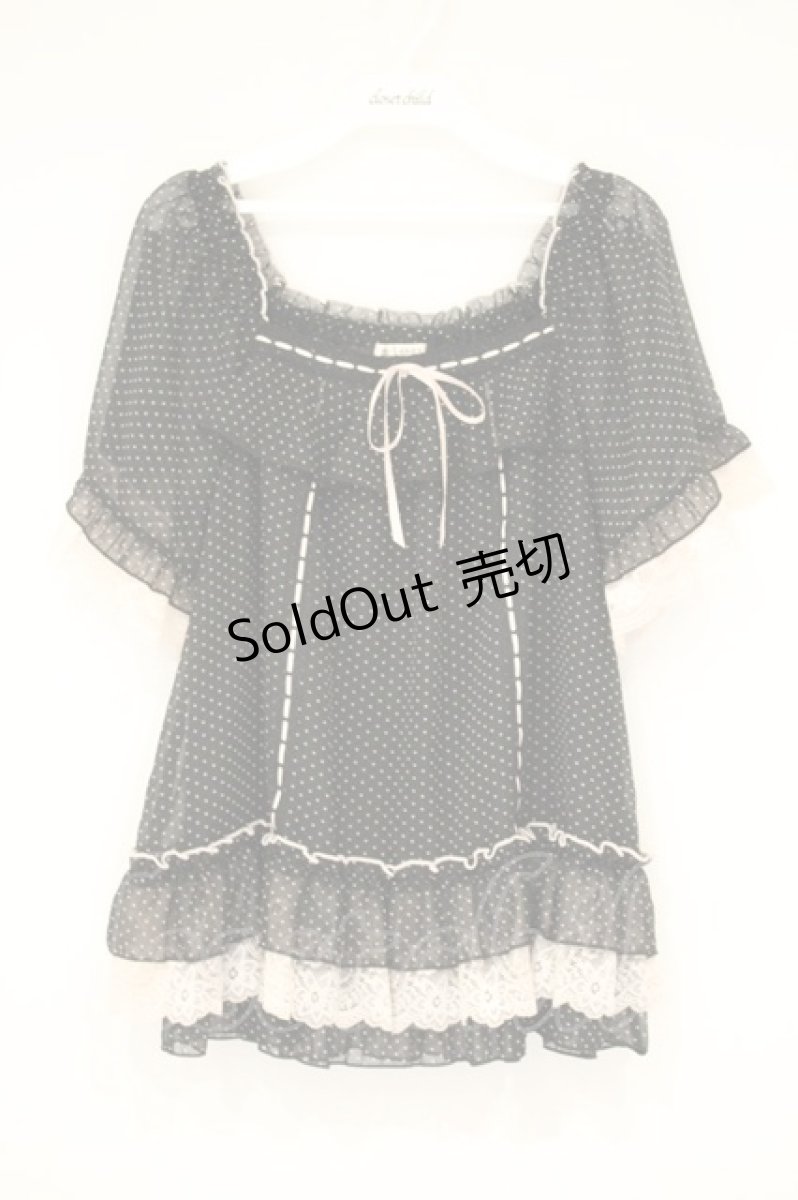 画像1: axes femme / ドットプリントフレアブラウス F クロ×ピンク O-26-10-06-035-AX-BL-IG-OS (1)