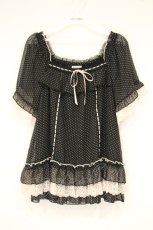 画像1: axes femme / ドットプリントフレアブラウス F クロ×ピンク O-26-10-06-035-AX-BL-IG-OS (1)