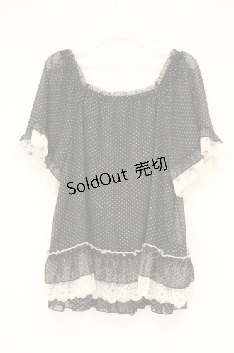 画像4: axes femme / ドットプリントフレアブラウス F クロ×ピンク O-26-10-06-035-AX-BL-IG-OS (4)