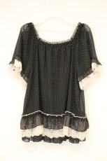 画像4: axes femme / ドットプリントフレアブラウス F クロ×ピンク O-26-10-06-035-AX-BL-IG-OS (4)