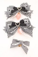 画像1: LIZ LISA / ストロベリーギンガム4つセットクリップ  クロ×シロ O-26-10-06-1080-LO-AC-IG-OS (1)