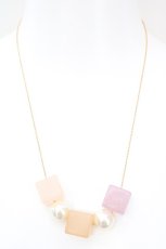 画像2: axes femme / スクエアモチーフネックレス  ピンク×オレンジ系 O-26-10-06-1014-AX-AC-OW-OS (2)