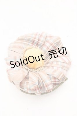 Preview of チェック雛菊コサージュ  ベージュ系