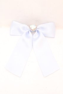 Amavel / ハートビジュー付リボンブローチ サックス O-26-10-06-1041