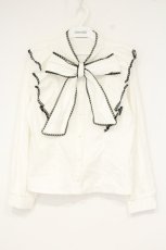 画像1: axes femme POETIQUE / 配色ピコレースボウタイブラウス M シロ O-26-10-06-063-AX-BL-IG-OS (1)