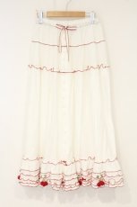 画像1: PINK HOUSE / チェリーモチーフ使いフリルスカート  シロ×アカ O-26-10-06-078-LO-SK-IG-OS (1)