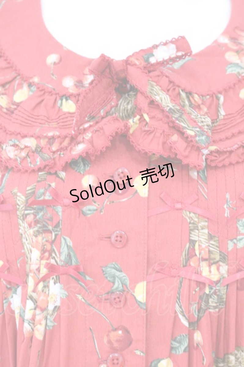 画像2: PINK HOUSE / 野ばらとチェリープリントパッチワークワンピース  アカ O-26-10-06-082-LO-OP-IG-OS (2)
