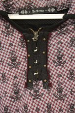 画像2: Ozz Croce / スカル千鳥格子半袖トップス  ワイン×グレー O-26-10-06-091-OO-TO-IG-OS (2)