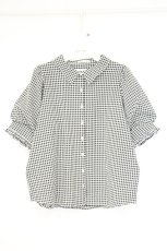 画像1: axes femme / パフスリーブブラウス F クロ×シロ O-26-10-06-026-AX-BL-IG-OS (1)