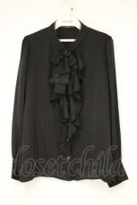 画像1: axes femme NOSTALGIE / ジャボ付きラッフルブラウス M クロ O-26-10-06-029-AX-BL-IG-OS (1)