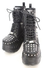 画像1: YOSUKE / スタッズ厚底スニーカー 24.0cm ブラック O-26-10-07-008-PU-SH-OW-OS (1)