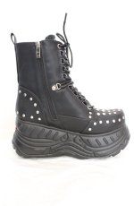 画像5: YOSUKE / スタッズ厚底スニーカー 24.0cm ブラック O-26-10-07-008-PU-SH-OW-OS (5)