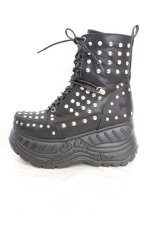 画像6: YOSUKE / スタッズ厚底スニーカー 24.0cm ブラック O-26-10-07-008-PU-SH-OW-OS (6)