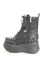 画像8: YOSUKE / スタッズ厚底スニーカー 24.0cm ブラック O-26-10-07-008-PU-SH-OW-OS (8)
