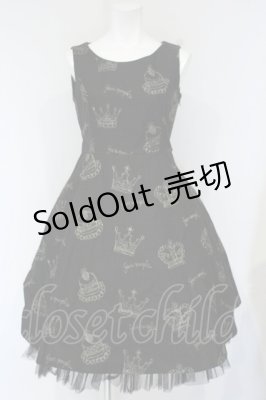 Preview of 王冠ケーキ刺繍ジャンパースカート M クロ