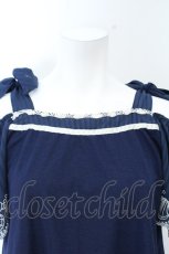 画像2: axes femme / シェル刺繍オフショルトップス  ブルー O-26-10-09-045-AX-TO-IG-OS (2)