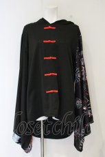 画像1: NieR Clothing / FAKEチャイナボタン着物風袖PULLOVER【和柄九尾】指穴付き  ブラック×レッド O-26-10-09-050-PU-TO-IG-OS (1)