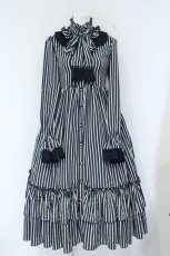 画像1: ATELIER PIERROT / Classical Dot Stripe Dress  ネイビー×ホワイト O-26-10-09-030-EL-OP-IG-OS (1)