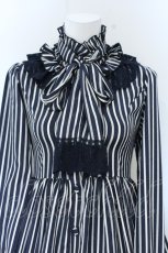 画像2: ATELIER PIERROT / Classical Dot Stripe Dress  ネイビー×ホワイト O-26-10-09-030-EL-OP-IG-OS (2)