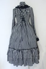 画像4: ATELIER PIERROT / Classical Dot Stripe Dress  ネイビー×ホワイト O-26-10-09-030-EL-OP-IG-OS (4)