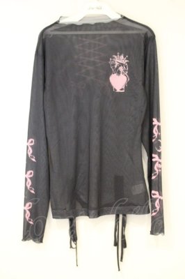 Preview of ribbon tatoo sheer tops　シアートップス F ブラック×ピンク