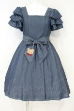 画像1: axes femme kawaii / ベアズベーカリー刺繍ワンピース M インディゴ O-26-10-10-061-AX-OP-OW-OS (1)