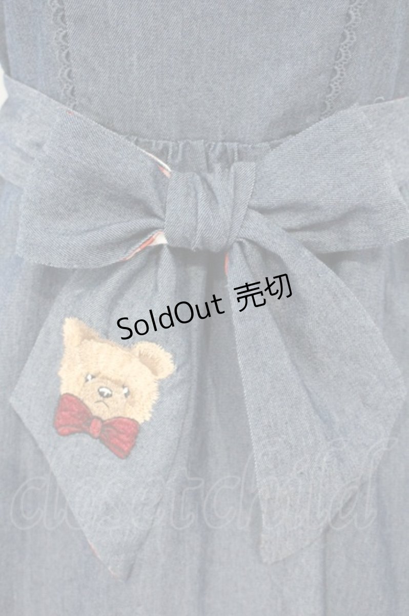 画像2: axes femme kawaii / ベアズベーカリー刺繍ワンピース M インディゴ O-26-10-10-061-AX-OP-OW-OS (2)