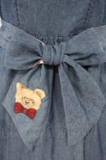 画像2: axes femme kawaii / ベアズベーカリー刺繍ワンピース M インディゴ O-26-10-10-061-AX-OP-OW-OS (2)