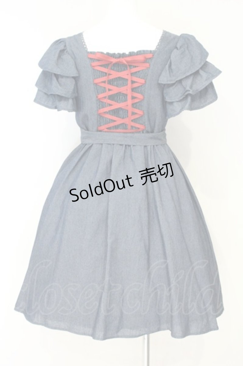 画像4: axes femme kawaii / ベアズベーカリー刺繍ワンピース M インディゴ O-26-10-10-061-AX-OP-OW-OS (4)