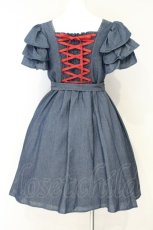 画像4: axes femme kawaii / ベアズベーカリー刺繍ワンピース M インディゴ O-26-10-10-061-AX-OP-OW-OS (4)