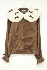 画像1: axes femme kawaii / プチリボン配色ブラウス M ブラウン O-26-10-10-076-AX-BL-OW-OS (1)