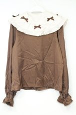 画像3: axes femme kawaii / プチリボン配色ブラウス M ブラウン O-26-10-10-076-AX-BL-OW-OS (3)