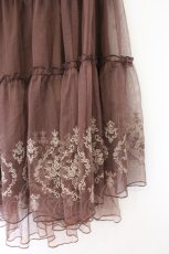 画像2: axes femme / ローズ刺繍チュールスカート M ブラウン O-26-10-11-030-AX-SK-OW-OS (2)