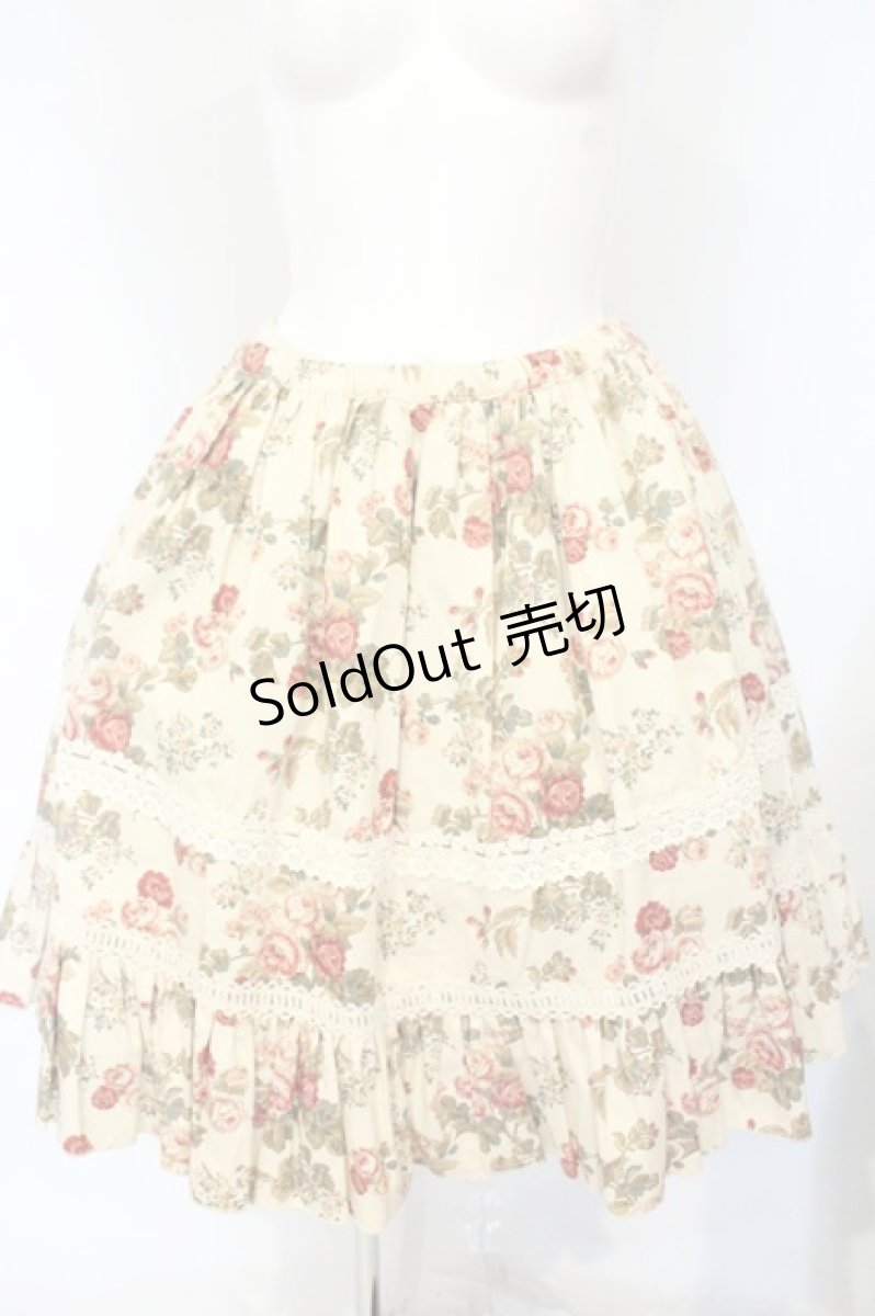 画像1: ATELIER PIERROT / 薔薇柄フリルミニスカート  アイボリー系 O-26-10-11-009-EL-SK-OW-OS (1)