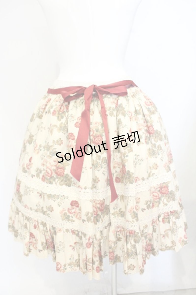 画像3: ATELIER PIERROT / 薔薇柄フリルミニスカート  アイボリー系 O-26-10-11-009-EL-SK-OW-OS (3)