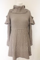 画像1: evelyn / パールタートルニットワンピース  グレー O-26-10-11-027-LO-OP-OW-OS (1)