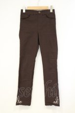 画像1: axes femme / 裾刺繍レギパン L ブラウン O-26-10-12-070-AX-PA-IG-OS (1)