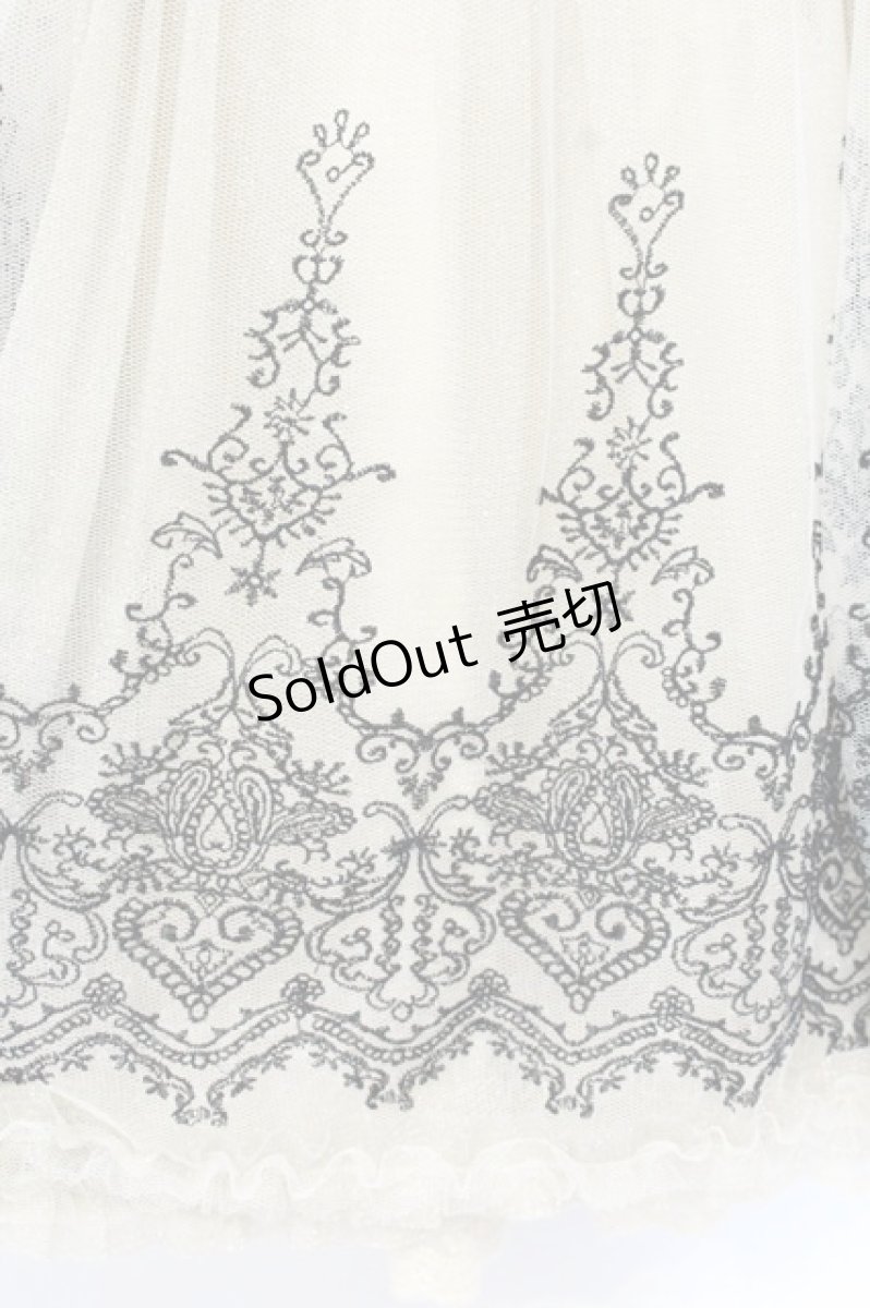 画像2: axes femme / 刺繍入りチュール使いスカート  生成り×クロ O-26-10-12-076-AX-SK-IG-OS (2)