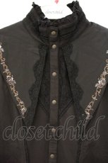 画像2: Ozz oneste / 薔薇刺繍スタンドカラーブラウス  ブラック O-26-10-12-081-OO-BL-IG-OS (2)
