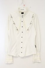 画像1: Ozz oneste / 薔薇刺繍スタンドカラーブラウス  ホワイト O-26-10-12-082-OO-BL-IG-OS (1)