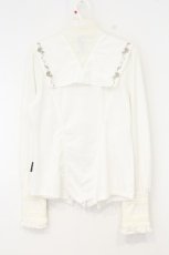 画像4: Ozz oneste / 薔薇刺繍スタンドカラーブラウス  ホワイト O-26-10-12-082-OO-BL-IG-OS (4)