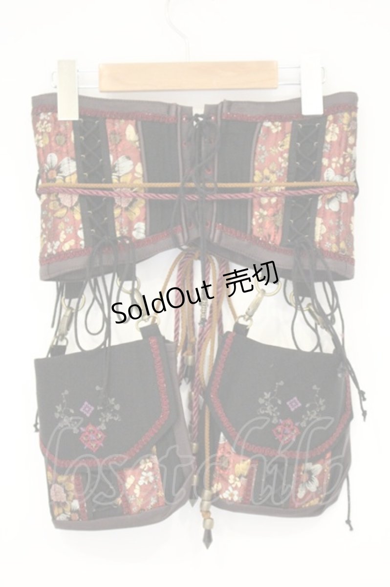 画像4: Ozz oneste / ポーチ付きコルセット  ブラック×レッド系 O-26-10-12-084-OO-TO-IG-OS (4)