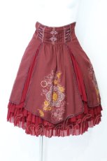 画像1: Ozz oneste / 和チャイナプリント刺繍スカート  ワイン O-26-10-12-087-OO-SK-IG-OS (1)
