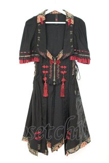 d*2様 ozz☆ozz on☆黒赤刺繍フリルたっぷりロングベストワンピース☆ゴ Ozz On（オッズオン）の古着 ゴス美品！