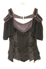 画像1: Ozz oneste / rose刺繍使い 2way frillカットソー（ALYSモデル）  ブラック系 O-26-10-12-095-OO-TO-IG-OS (1)